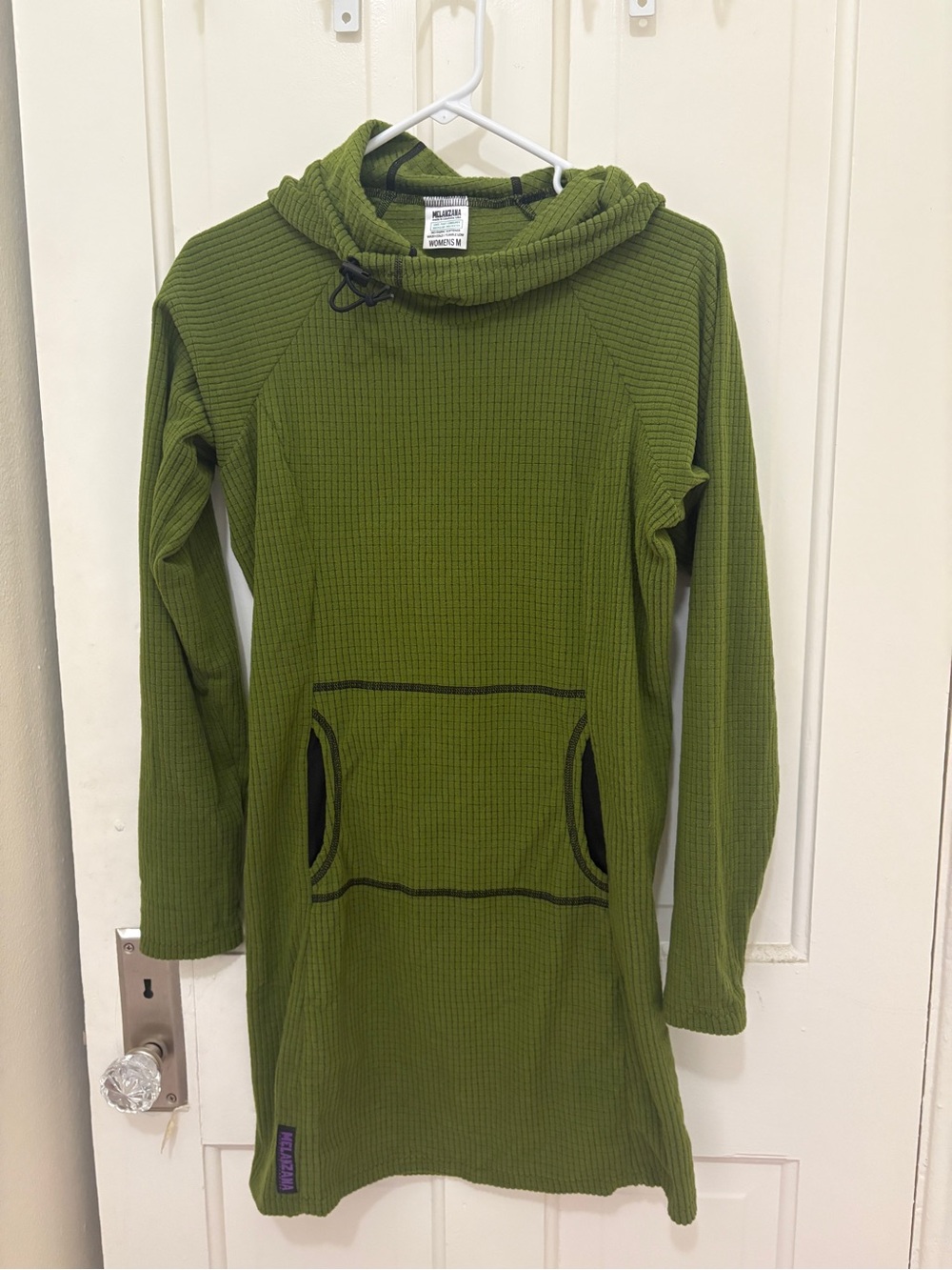 Melanzana Olive Green Waffle-Knit Women's Hoodie